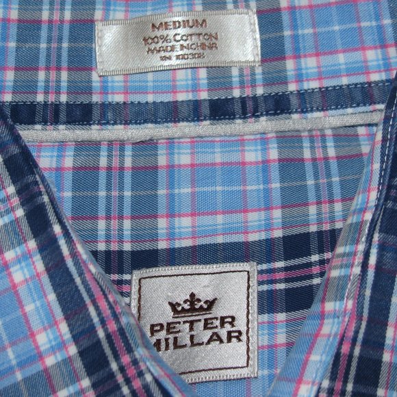 Peter Millar LS Plaid Dress shirt mens Medium - Picture 3 of 6